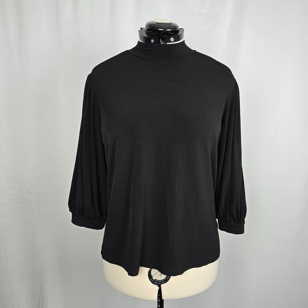 Eloquii Mock Neck Sweater Women's 14/16 Black Third Quarter Sleeve